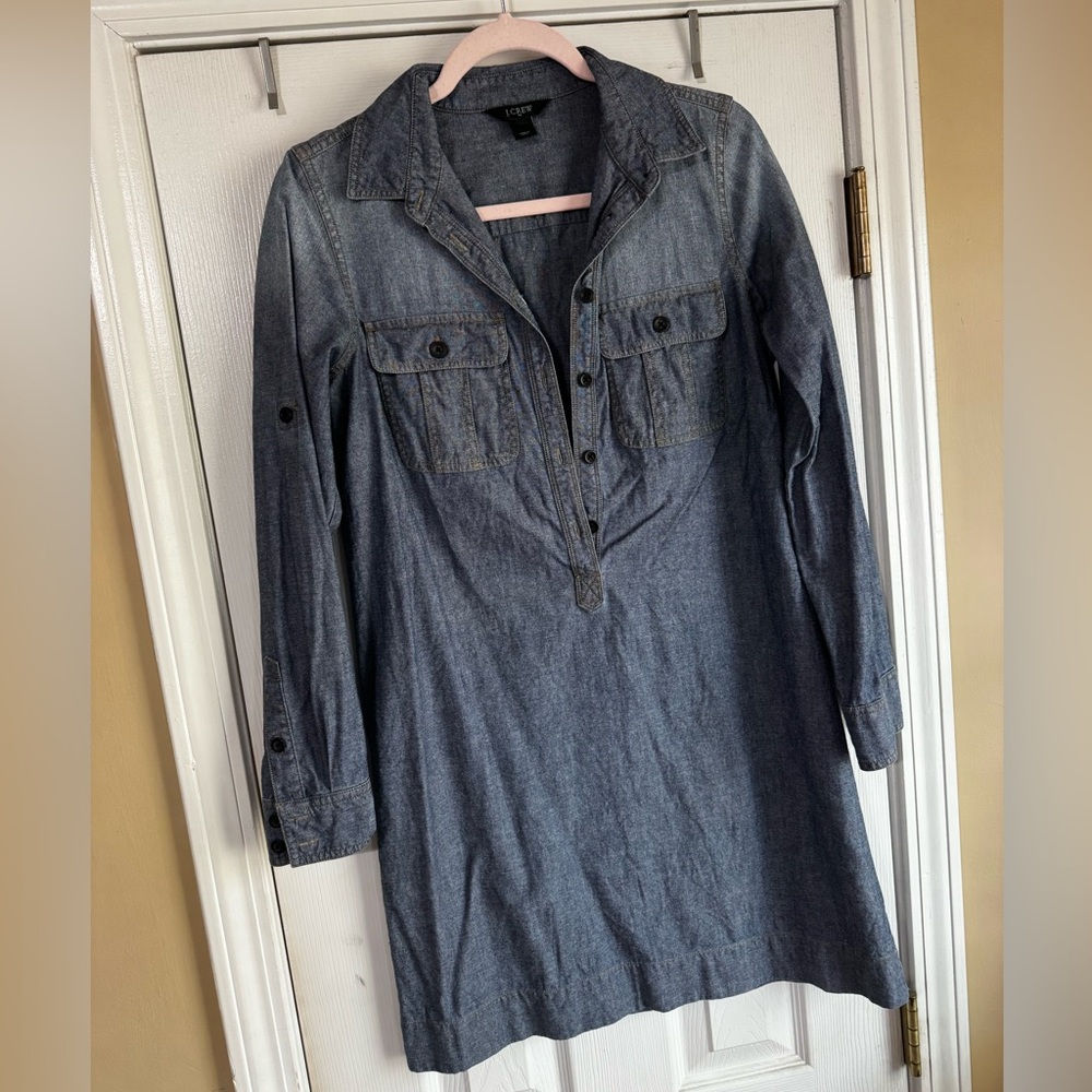 J. Crew Denim-Style Shirt Dress in Blue